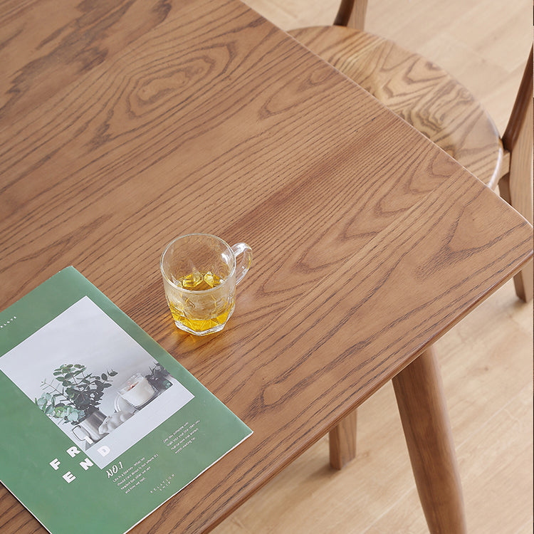 Mid-Century Modern Dining Table Brown Rectangle Solid Wood Dining Table