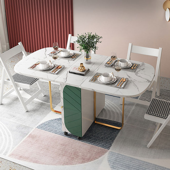 Mesa de comedor moderna de mediados de siglo Mesa de madera ovalada con hoja de caída, 59.1 "L x 31.5" W x 29.5 "H