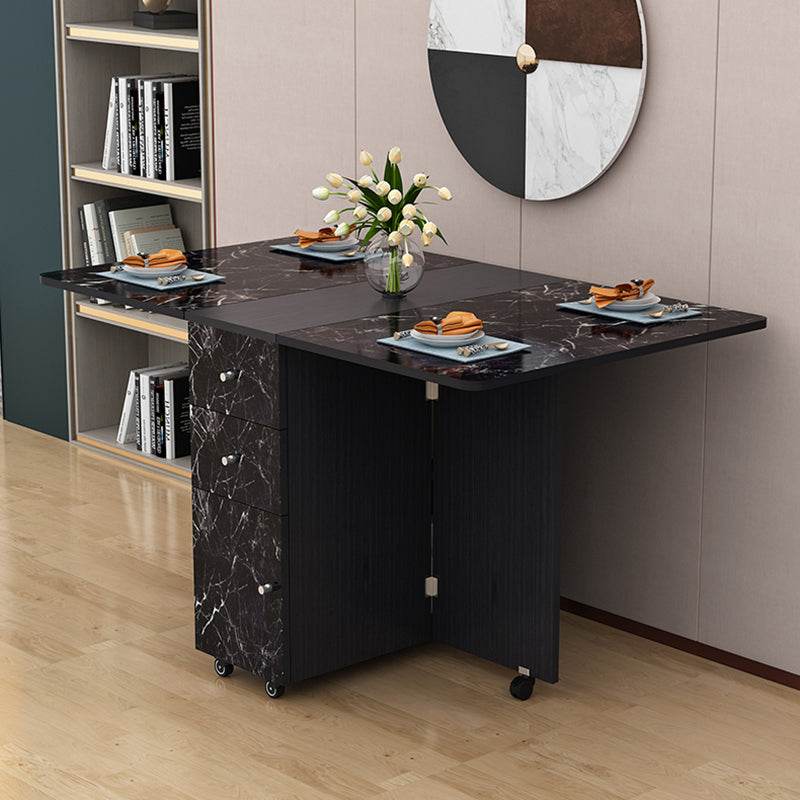 Manufactured Wood Mid-Century Modern Table Rectangle Wood Top Table with Drop Leaf