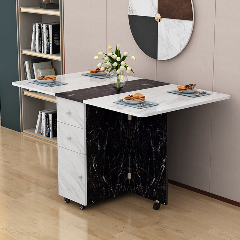 Manufactured Wood Mid-Century Modern Table Rectangle Wood Top Table with Drop Leaf