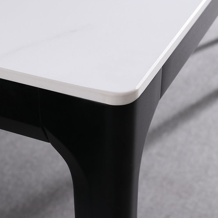 Mesa de comedor de mediados de siglo de rectángulo Tono blanco con piedra sinterizada