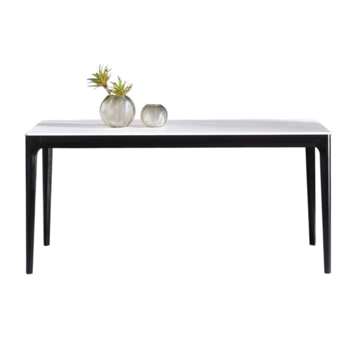 Mesa de comedor de mediados de siglo de rectángulo Tono blanco con piedra sinterizada