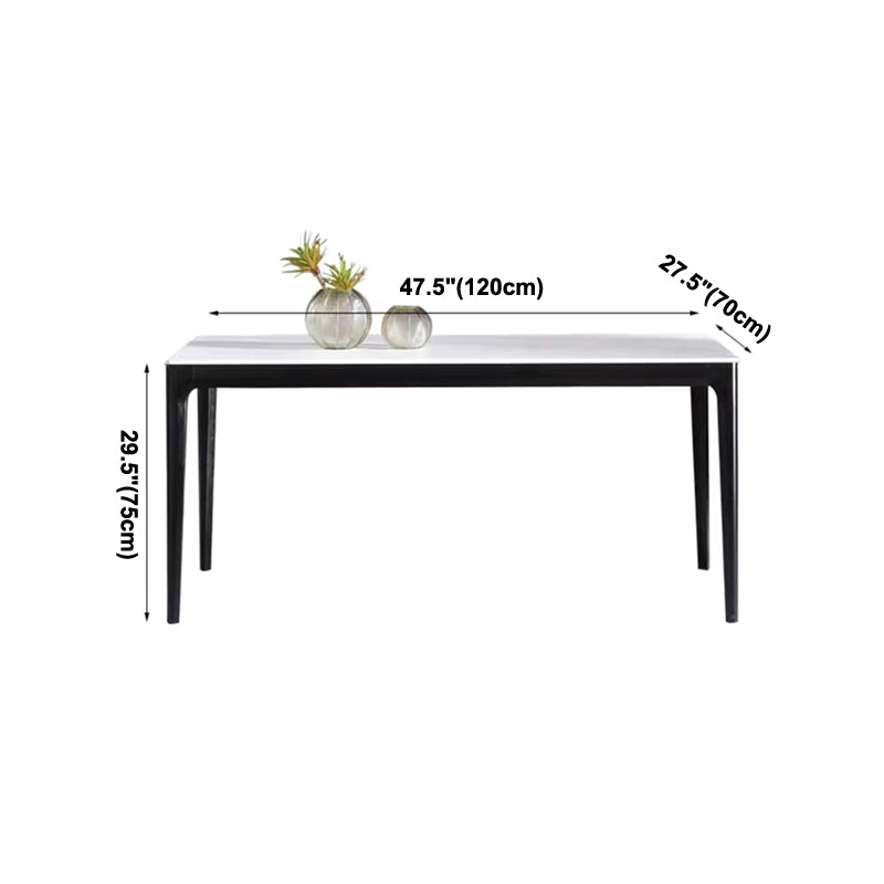 Mesa de comedor de mediados de siglo de rectángulo Tono blanco con piedra sinterizada
