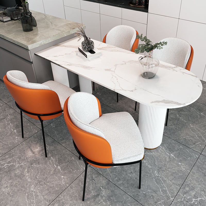 Mesa de comedor blanca de forma gratuita Mesa de piedra sinterizada estilo de lujo con 3 patas