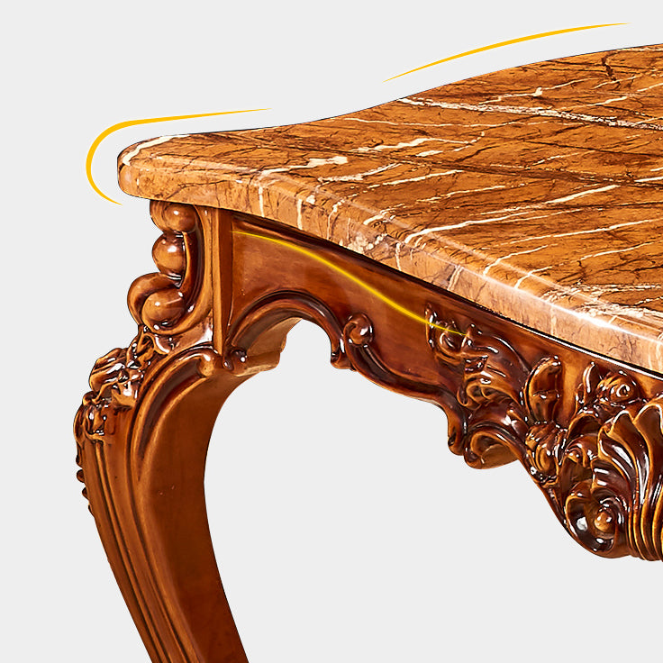 Mesa de comedor de estilo victoriano de rectángulo Tono marrón con mármol