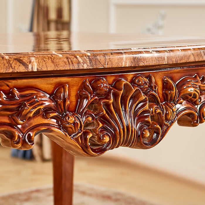 Mesa de comedor de estilo victoriano de rectángulo Tono marrón con mármol