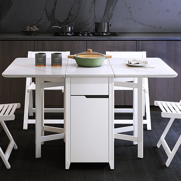 Rectangle Stone Dining Site Table Simplicity Style Drop Leaf Table for Home