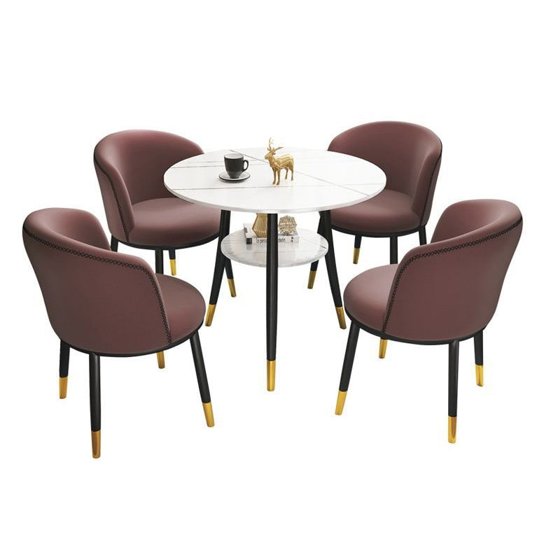 Stone Dining Table Traditional Luxury Round Dining Site Table with Tripod Base