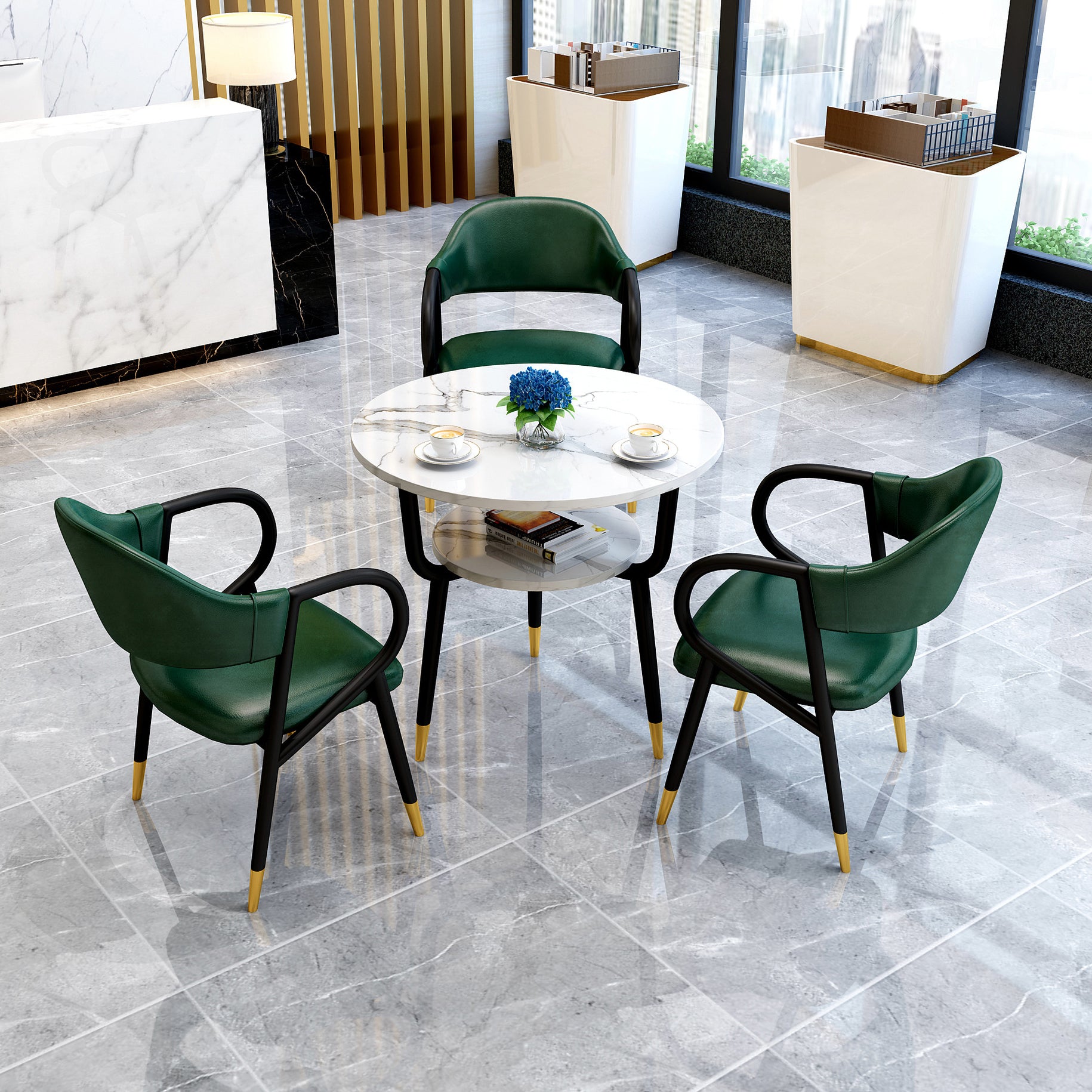 Round Dining Site Table Traditional Luxury Tripod Base Furniture for Indoor