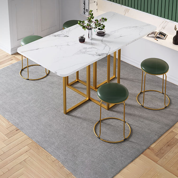 Mesa de comedor rectangular plegable de 59 '' en mesa moderna y moderna blanca con base de caballete