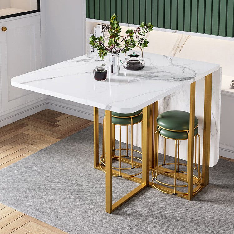 Mesa de comedor rectangular plegable de 59 '' en mesa moderna y moderna blanca con base de caballete