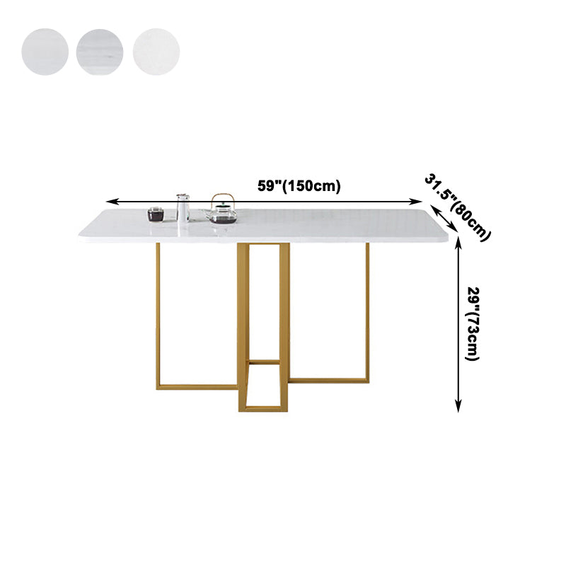 Mesa de comedor rectangular plegable de 59 '' en mesa moderna y moderna blanca con base de caballete