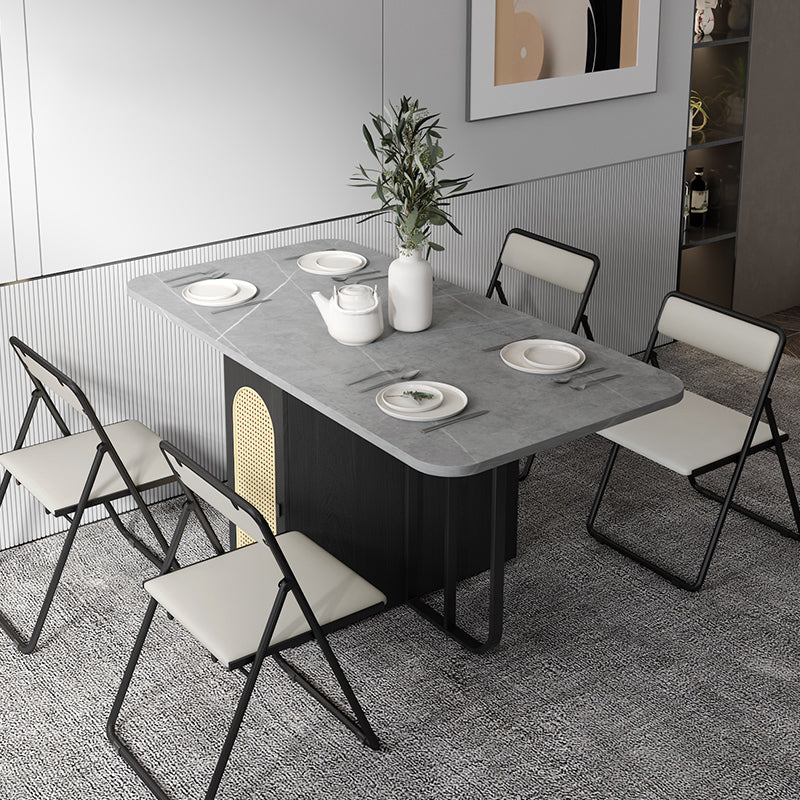 Mesa de comedor de madera plegable mesa moderna moderna medieval con base de caballete de almacenamiento