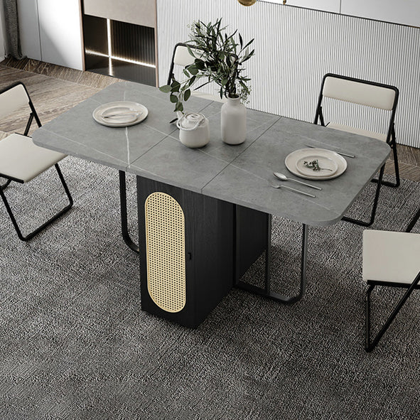 Mesa de comedor de madera plegable mesa moderna moderna medieval con base de caballete de almacenamiento