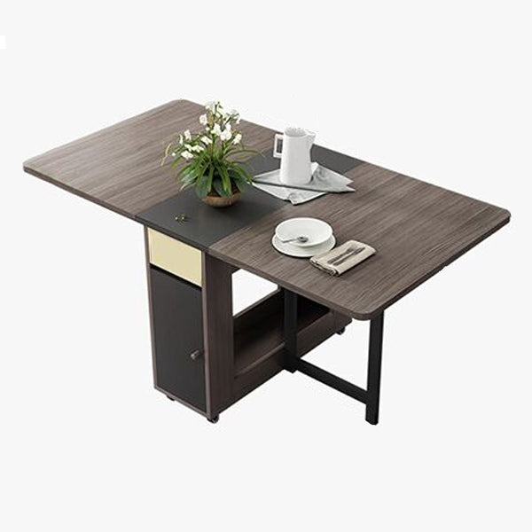 Mesa de madera plegable en la mesa rectangular moderna medieval gris con base de caballete de almacenamiento