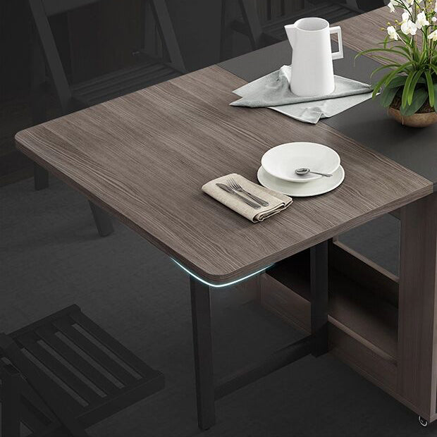 Mesa de madera plegable en la mesa rectangular moderna medieval gris con base de caballete de almacenamiento