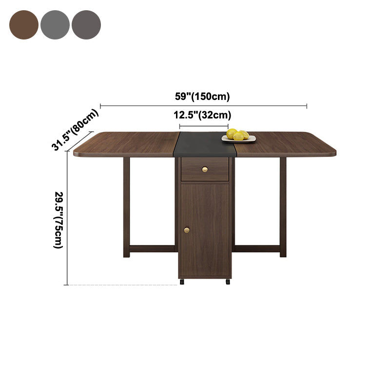 Rectangle Mid-Century Modern Dining Table Drop-Leaf Table with Ash Solid Wood Base,59"L x 29.1"H