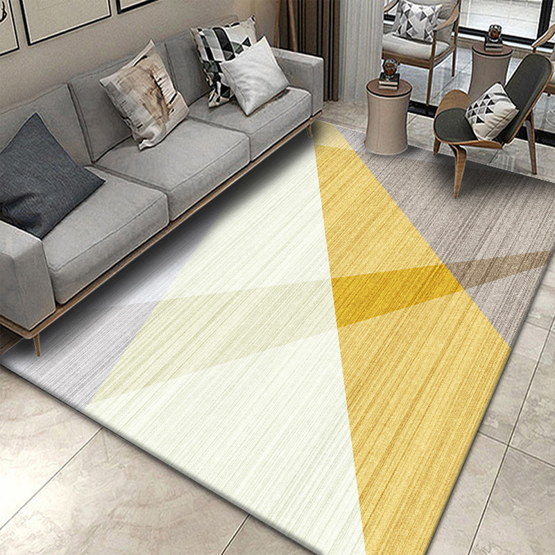 Grey Modern Carpet Geometric Print Polyester Area Carpet Anti-Slip Easy Care Rug for Home Decor