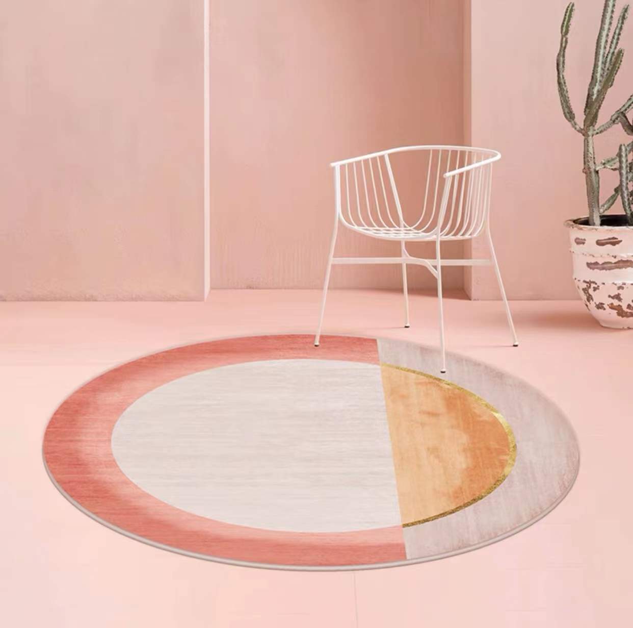 Runder nordischer Innenteppich moderner Morandi Farbe Polyester Fleckenresistent Fläche Teppich für Wohnzimmer