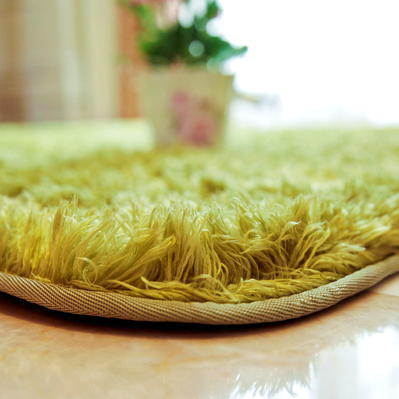 Minimalist Round Rug Simple Solid Color Carpet Polyester Shag Rug with Non-Slip Backing