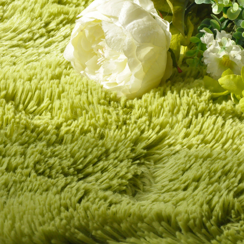 Minimalist Round Rug Simple Solid Color Carpet Polyester Shag Rug with Non-Slip Backing