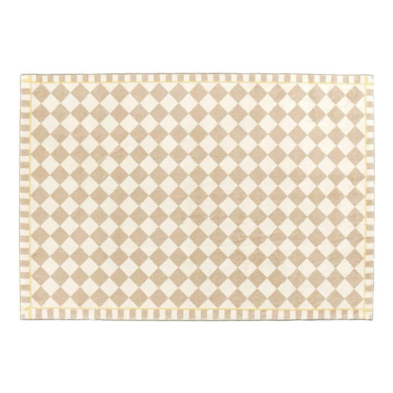 Contemporary Khaki Carpet Geometric Area Rug Polyester Living Room Carpet with Non-Slip Backing
