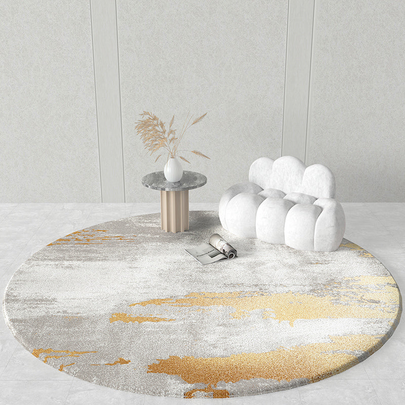 Chic Grey Area Rug Modern Polyester Area Carpet Geometric Pattern Anti-Slip Rug for Living Room