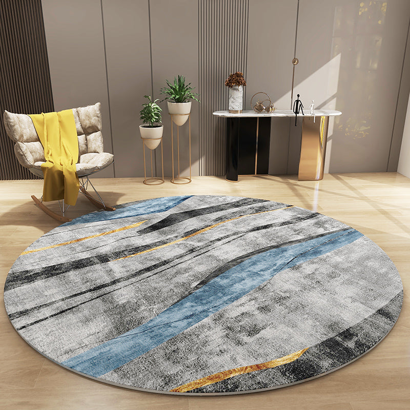 Chic Grey Area Rug Modern Polyester Area Carpet Geometric Pattern Anti-Slip Rug for Living Room