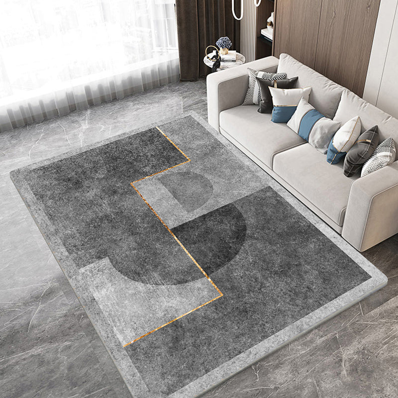 Alfombra moderna de la alfombra gris área de impresión geométrica alfombra de poliéster alfombra resistente a la mancha para decoración del hogar