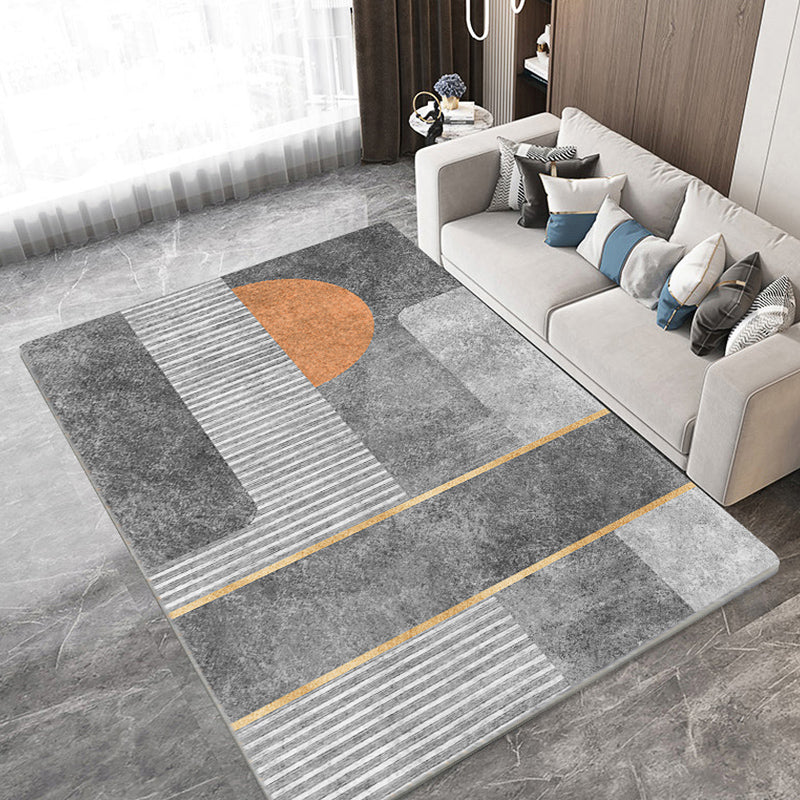 Alfombra moderna de la alfombra gris área de impresión geométrica alfombra de poliéster alfombra resistente a la mancha para decoración del hogar