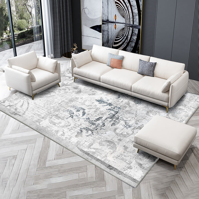 Alfombra moderna de la alfombra gris área de impresión geométrica alfombra de poliéster alfombra resistente a la mancha para decoración del hogar