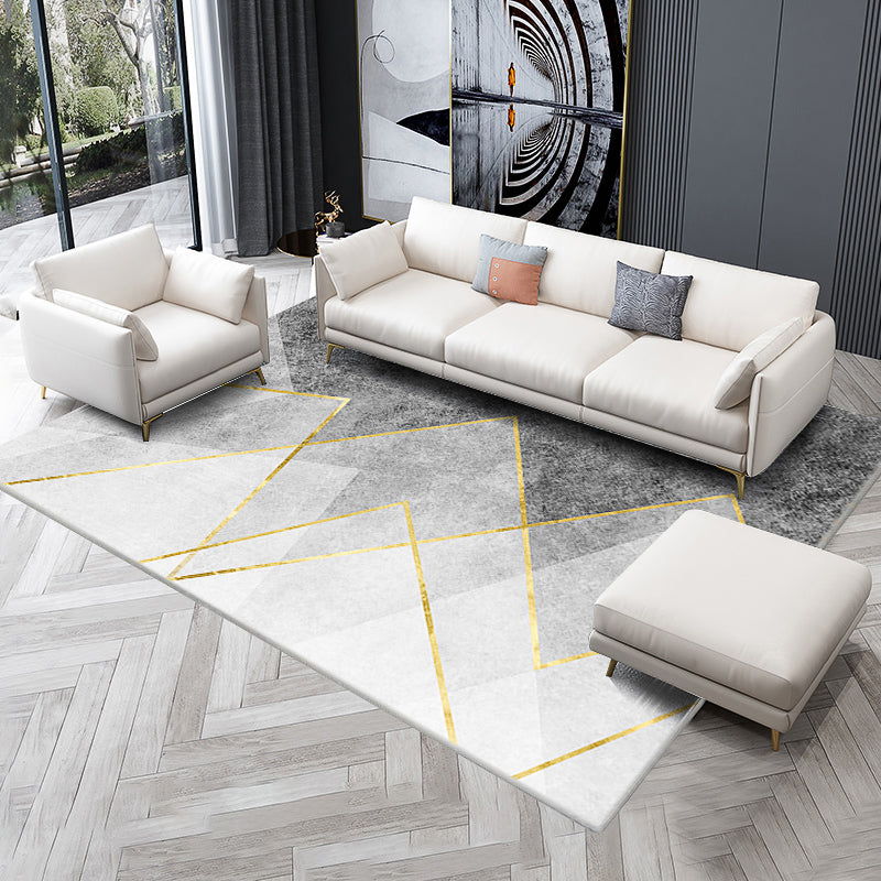 Alfombra moderna de la alfombra gris área de impresión geométrica alfombra de poliéster alfombra resistente a la mancha para decoración del hogar