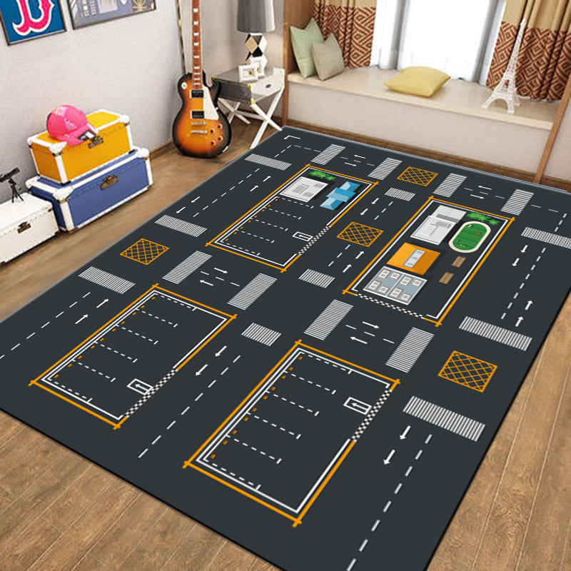 Fancy Modern Area Rug Track Pattern Polyester Area Carpet Stain Resistant Rug for Home Decor