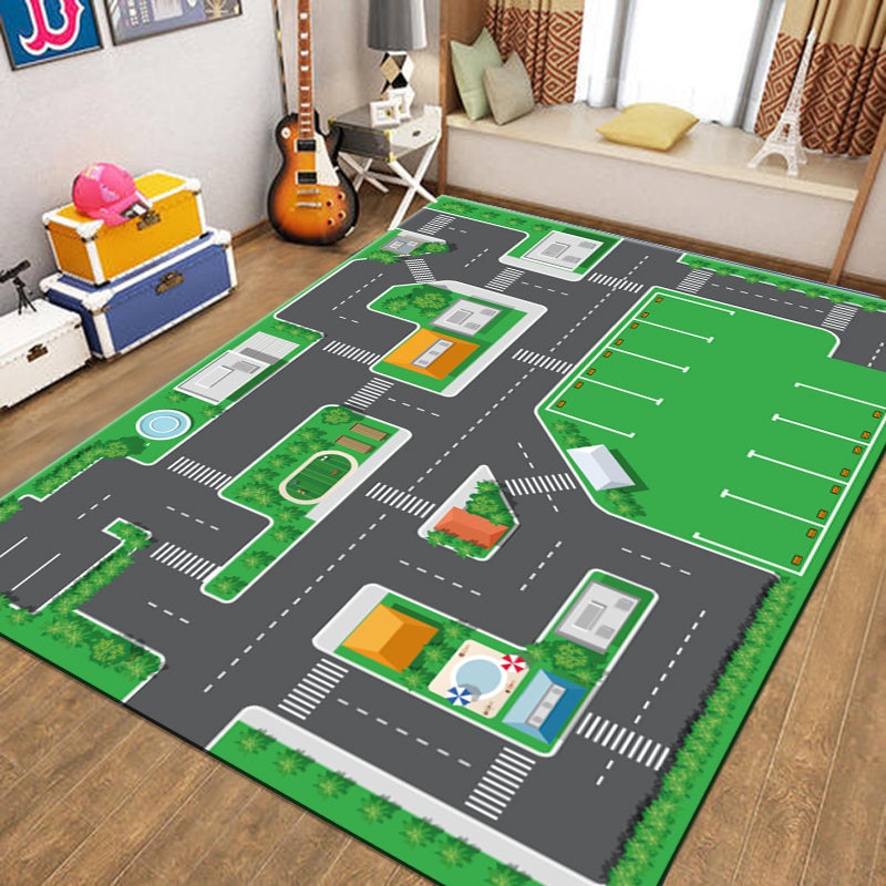 Fancy Modern Area Rug Track Pattern Polyester Area Carpet Stain Resistant Rug for Home Decor