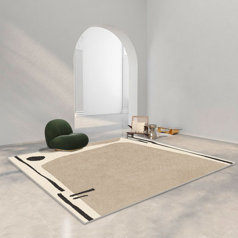 Modern Living Room Area Rug Brown Color Block Area Carpet Polyester Anti-Slip Area Rug