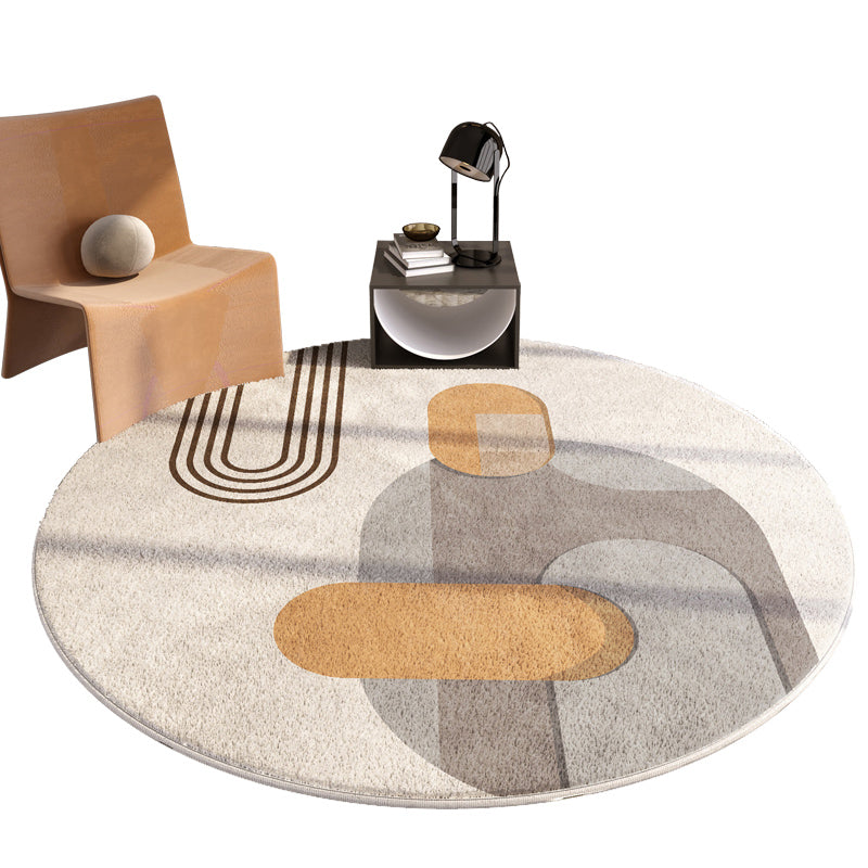 Stylish Color-Blocked Carpet Modern Polyester Area Rug Non-Slip Backing Rug for Drawing Room