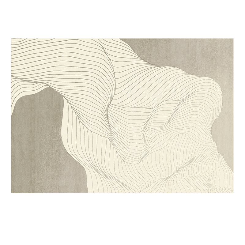 Khaki Modern Area Rug Stripe Pattern Polyester Area Carpet Anti-Slip Washable Rug for Home Decor