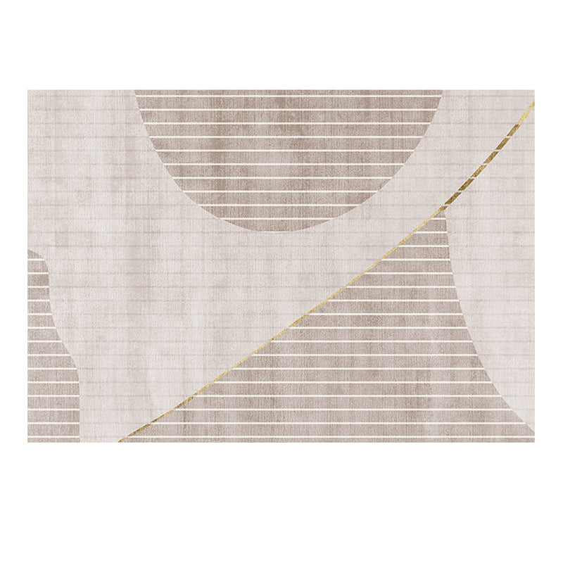 Khaki Modern Area Rug Stripe Pattern Polyester Area Carpet Anti-Slip Washable Rug for Home Decor