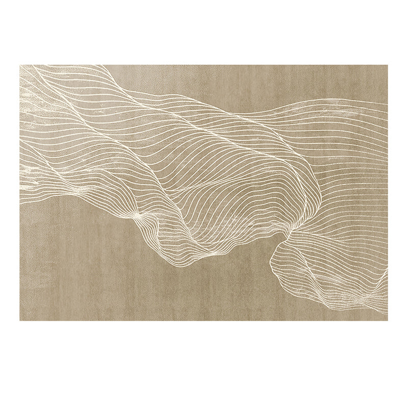 Khaki Modern Area Rug Stripe Pattern Polyester Area Carpet Anti-Slip Washable Rug for Home Decor