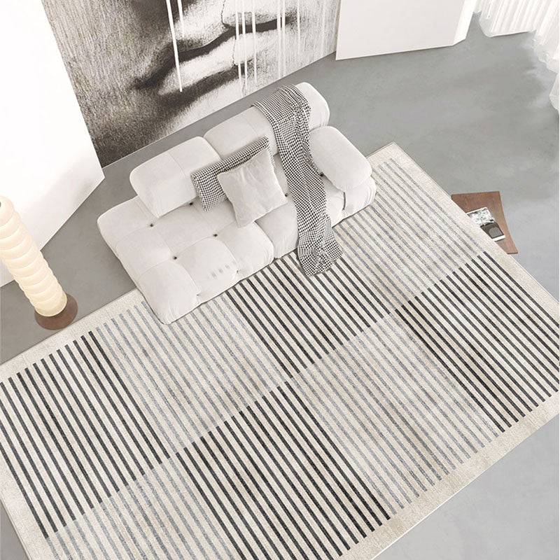 Minimalist Stripe Printed Carpet Leisure Polyester Area Rug Anti-Slip Backing Rug for Living Room