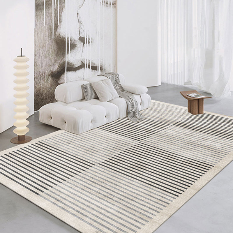 Minimalist Stripe Printed Carpet Leisure Polyester Area Rug Anti-Slip Backing Rug for Living Room