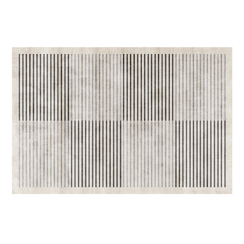 Minimalist Stripe Printed Carpet Leisure Polyester Area Rug Anti-Slip Backing Rug for Living Room