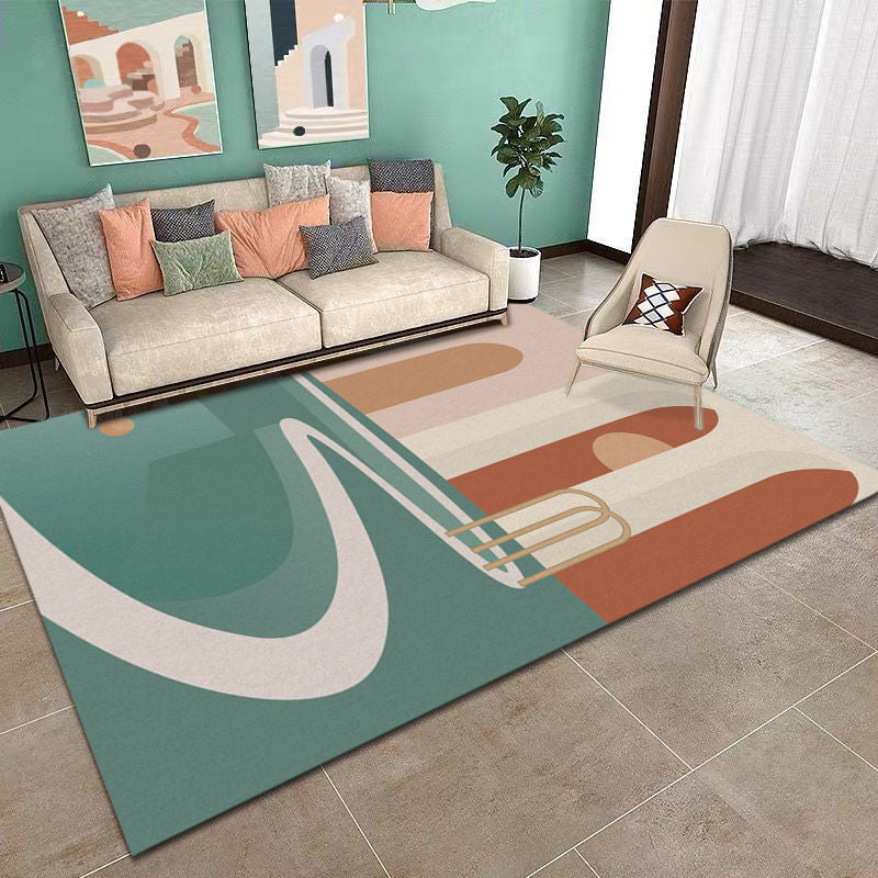 Leisure Contrast Panel Rug Trendy Polyester Area Rug Non-Slip Backing Rug for Living Room