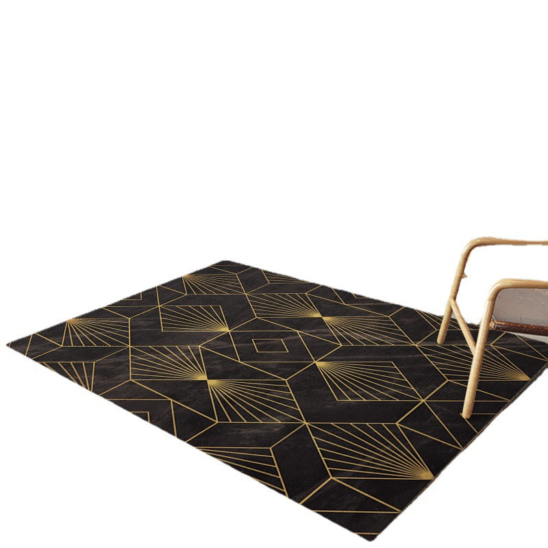 Minimalist Carpet Contrast Panel Carpet Polyester Stain Resistant Area Rug for Living Room