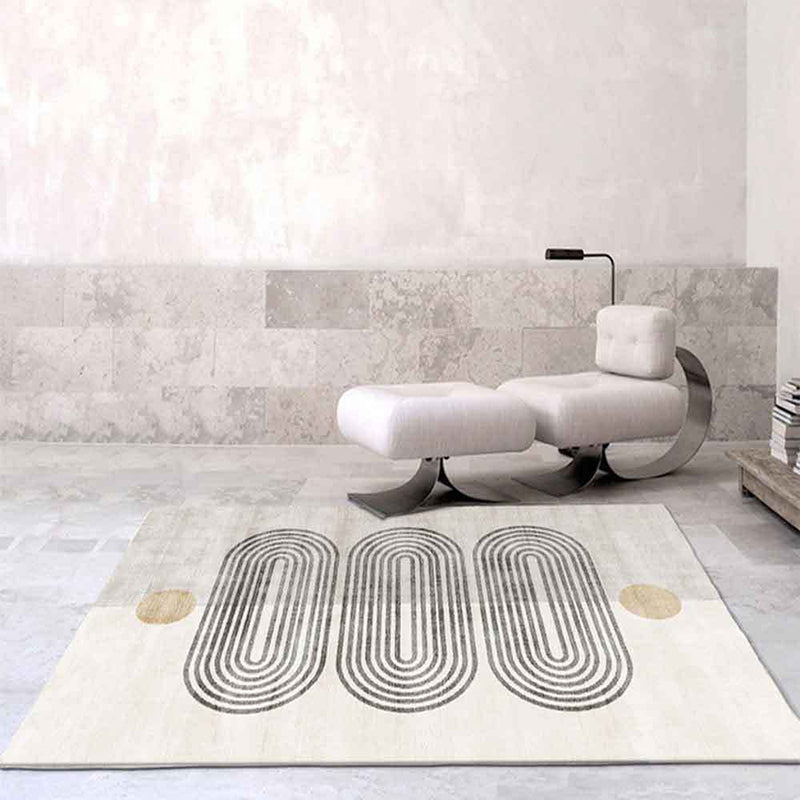 Contemporary Area Rug Contrast Panel Washable Carpet Polyester Stain Resistant Rug for Living Room