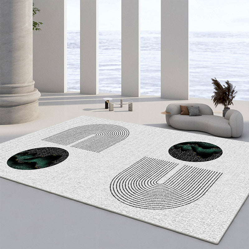 Contemporary Area Rug Contrast Panel Washable Carpet Polyester Stain Resistant Rug for Living Room