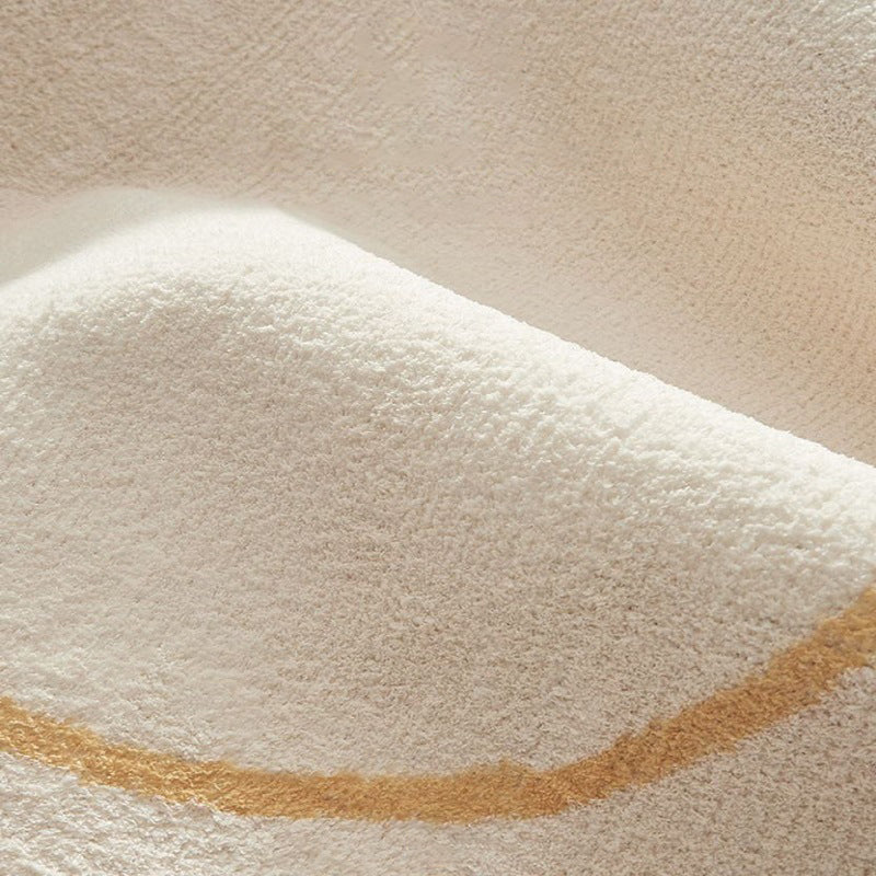 White Modern Area Rug Contrast Color Polyester Area Carpet Non-Slip Backing Rug for Living Room