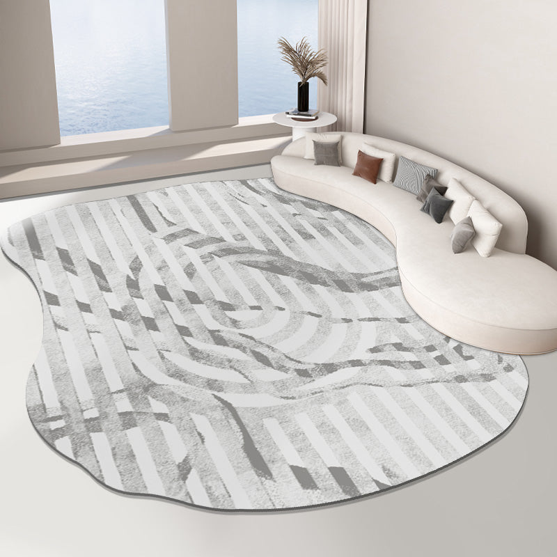 Fancy Grey Area Rug Modern Polyester Area Carpet Tie-Dye Pattern Stain Resistant Rug for Home Decor