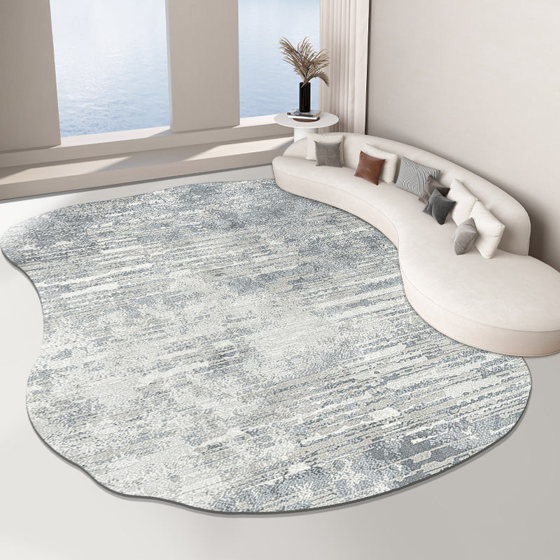 Fancy Grey Area Rug Modern Polyester Area Carpet Tie-Dye Pattern Stain Resistant Rug for Home Decor