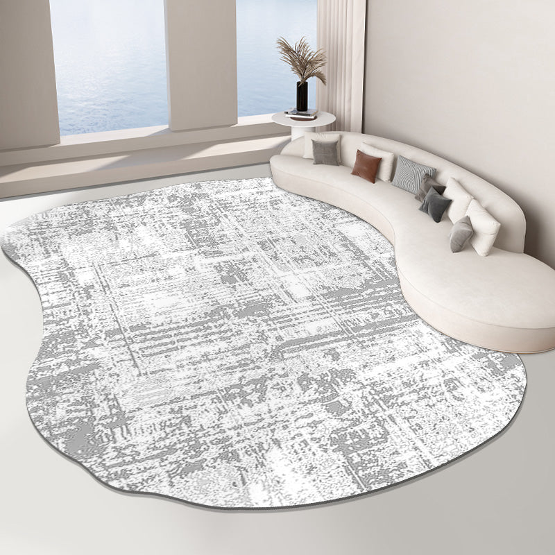 Fancy Grey Area Rug Modern Polyester Area Carpet Tie-Dye Pattern Stain Resistant Rug for Home Decor